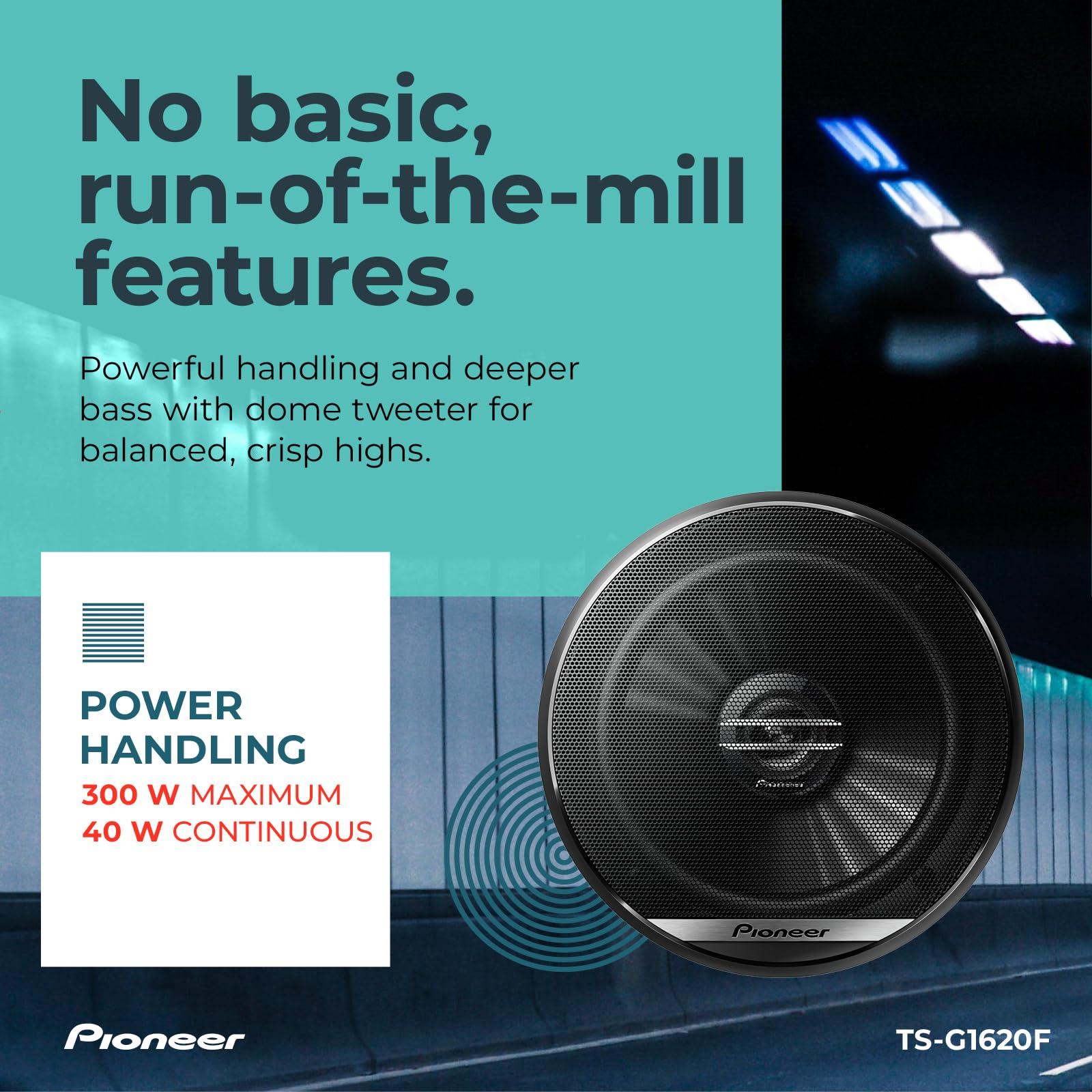 PIONEER Pioneer TS-G1620F, 2-Way Car Audio Speakers, Full Range, Clear Sound Quality, Easy Installation and Enhanced Bass Response, 6.5 speakers
