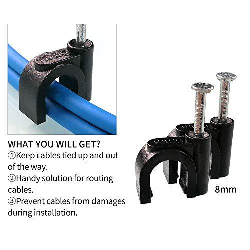 Gracilaria 100 Pack Nail in Cable Clips Ethernet Cable Nails Tacks Clips 8mm for Electrical, Ethernet, Dish Wire, Coax Cable, RG6, RG59, CAT6, RJ45 Cable