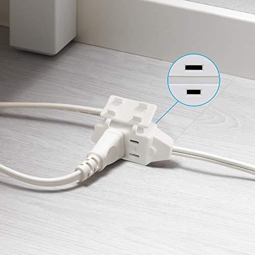 Cmple CMPLE - 3-Outlet Household Indoor Extension Power Cord - 2 Prong with Protection Outlet Cover - 6 Feet, White, (2 Pack)