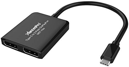 XtremPro XtremPro USB 3.1 Type C to 2 Display Port, Dual Monitor Splitter, Support Ultra HD 4K, 1080p, HDCP, MST Hub - Black (61075)