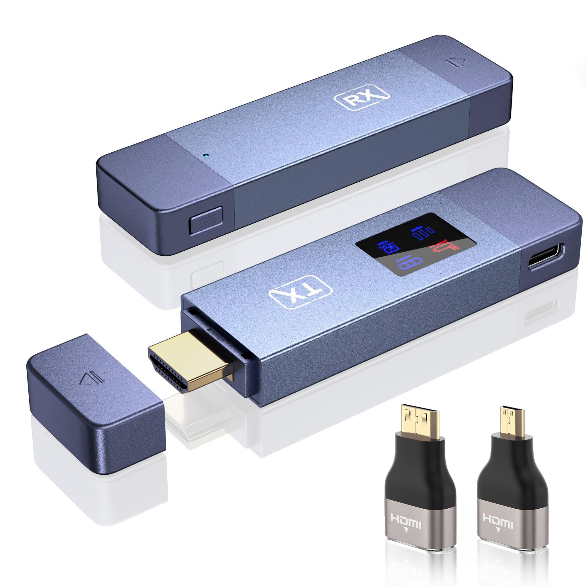 BRAIDOL Wireless HDMI Transmitter and Receiver, Wireless HD Extender Plug & Play Portable 2.4G/5G with LED Screen Wireless HDMI Kit for Streaming Video and Audio to Monitor from Laptop/Pc/Tv Box/Projector