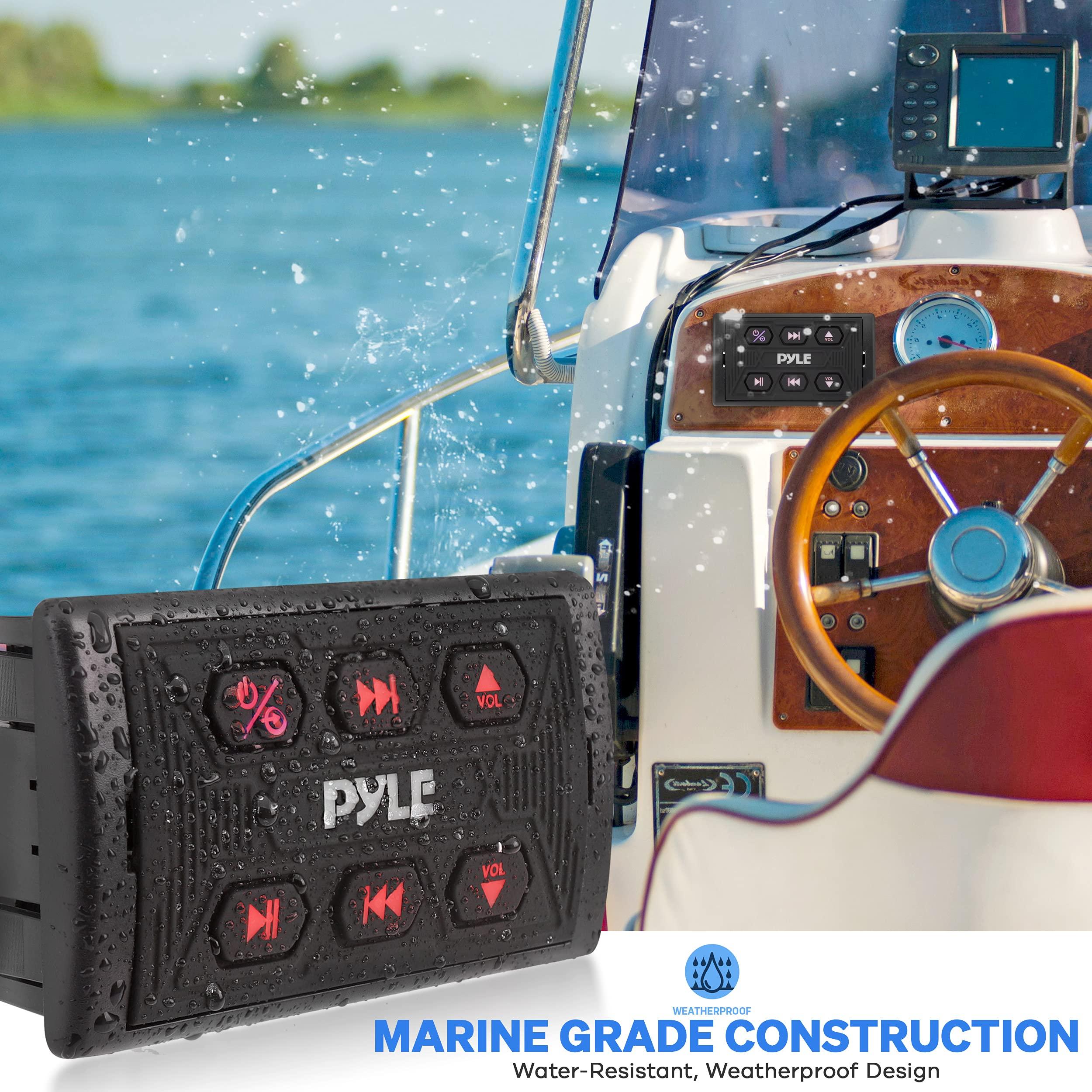 Pyle Pyle Car Stereo, Bluetooth Car Radio, Car Radio, Waterproof Marine Receiver, USB & AUX Inputs, IPX6 Rated, Universal Mounting, Includes 3.5mm Cable, Wireless Range 30ft, Pyle PLMRBTSQ1