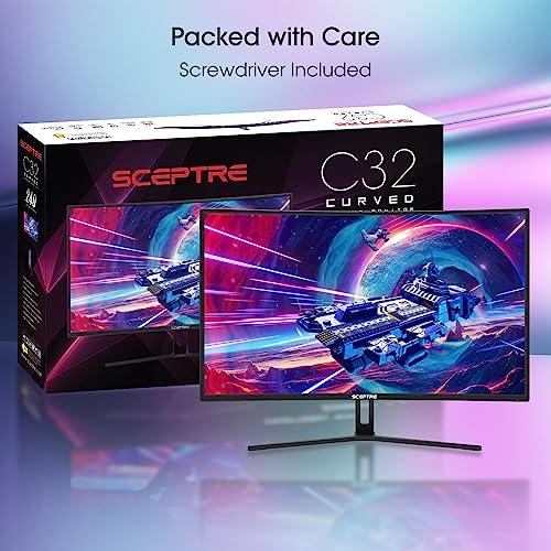 Sceptre Sceptre 32-inch Curved Gaming Monitor Overdrive up to 240Hz DisplayPort 165Hz 144Hz HDMI AMD FreeSync Build-in Speakers, Machine Black (C325B-185RD)