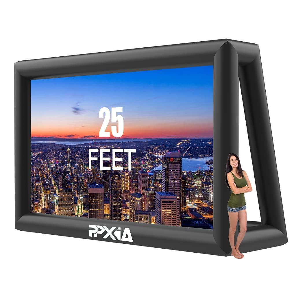 PPXIA PPXIA Inflatable Movie Screen Outdoor Projector Screen for Outside 25ft, Large Blow Up Screens Front and Rear Projection with Air Blower, Best for Movie Nights Backyard Home Theater