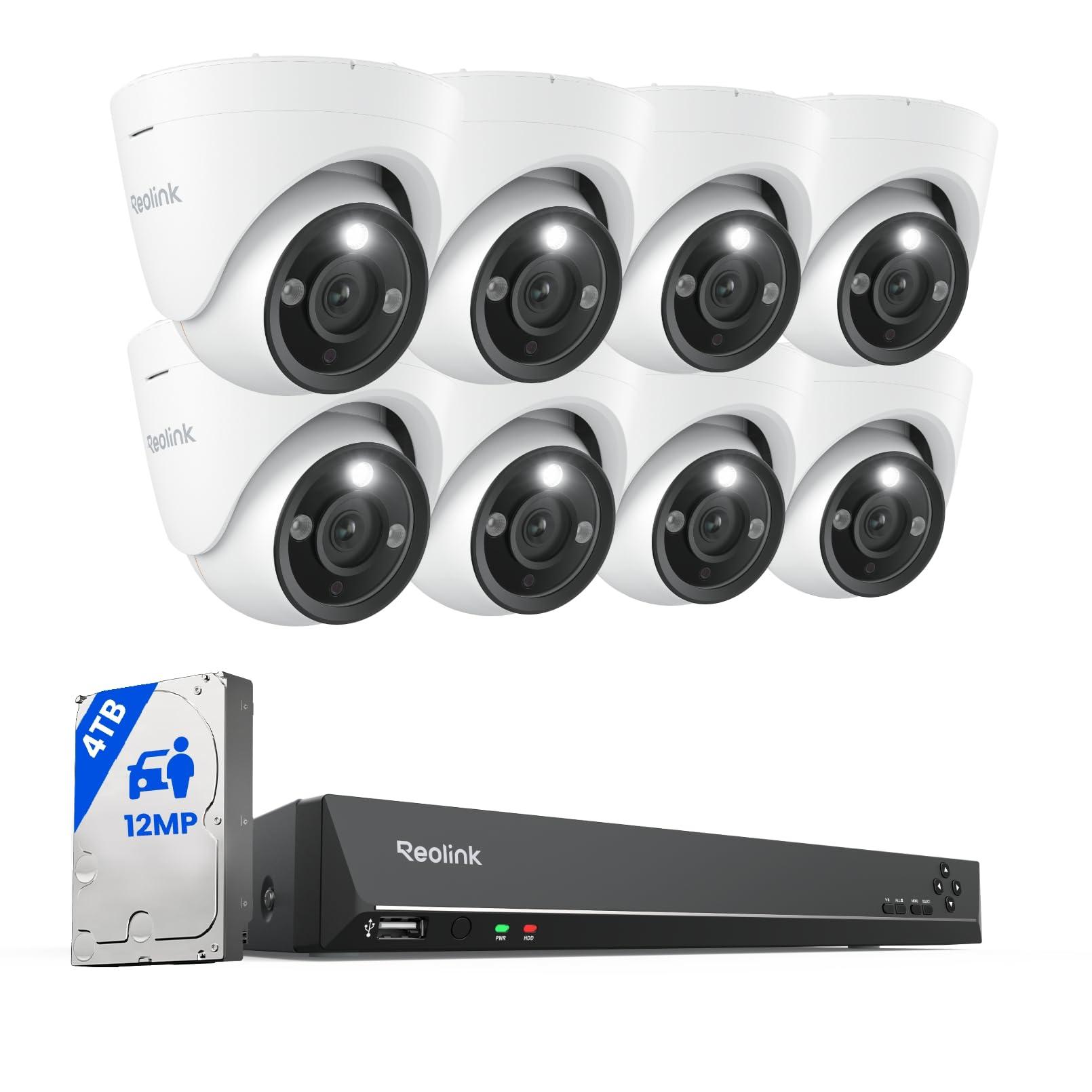 REOLINK REOLINK 12MP PoE Security Camera System RLK16-1200D8-A Bundle, 12pcs H.265 12MP Security Cameras Wired, Person Vehicle Pet Detection, Two-Way Talk, Color Night Vision, 4TB HDD 16CH NVR