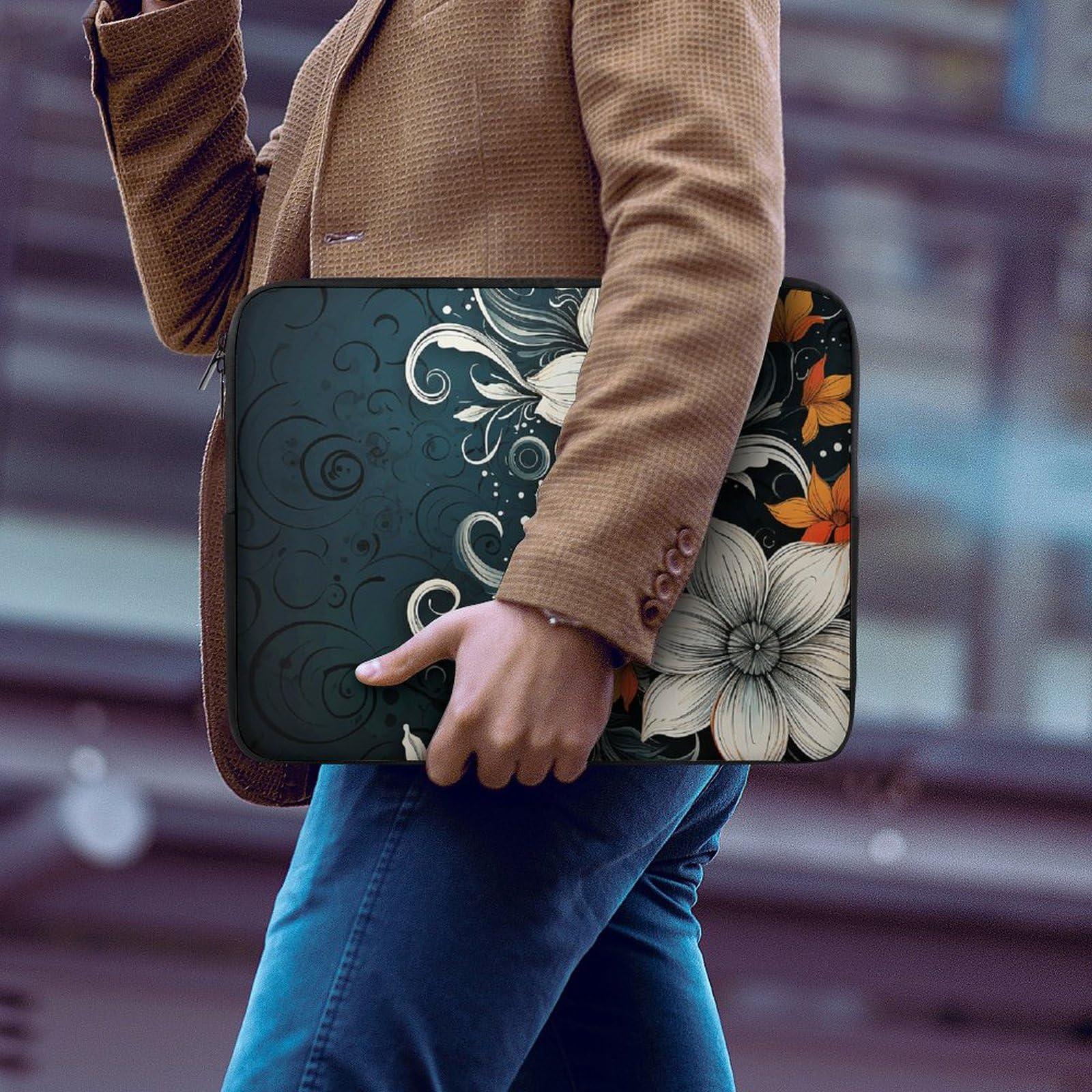 NQLYUT Laptop Sleeve Shockproof Laptop Case Novelty Boho Abstract Flowers Laptop Bag Carrying Case Protective Computer Case