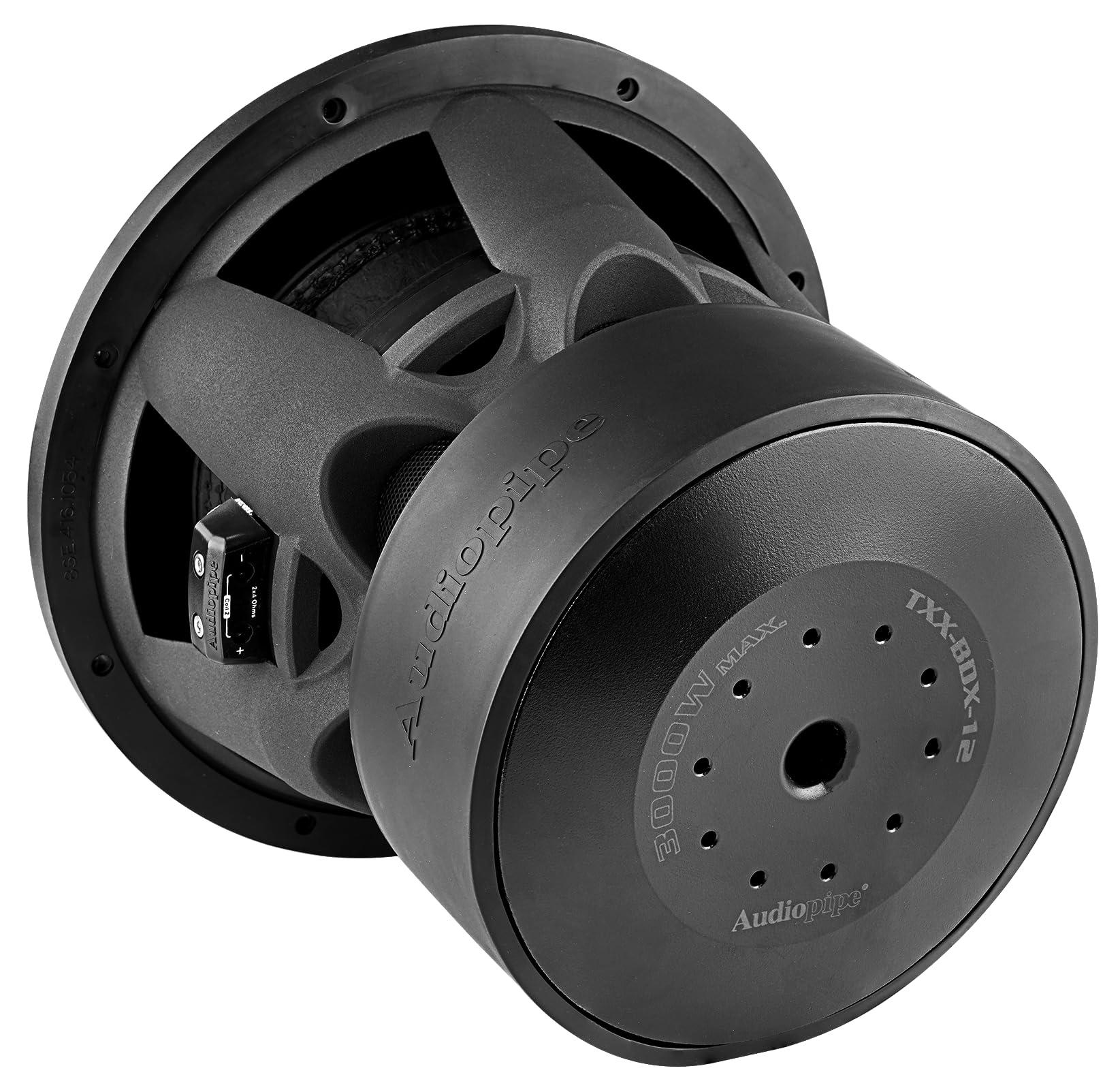 Audiopipe Audiopipe 12\" Competition Subwoofer (TXX-BDX-12), Superior Performance, 3000W, 3 Magnets, BASV Voice Coil, Aluminum Basket, Multi-Connect, Stitching Surround, Non-Press Paper Cone, 2 x 4 Ohms
