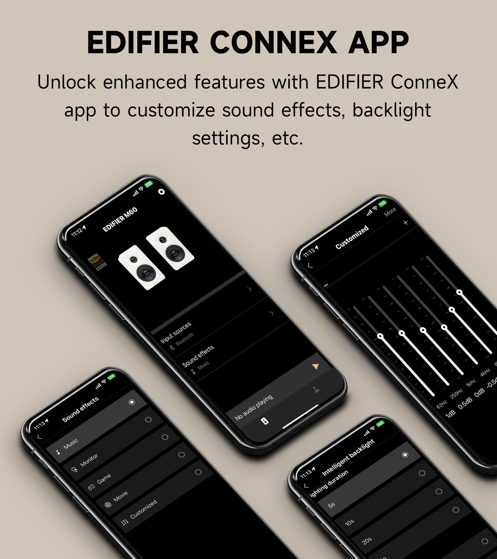 Edifier Edifier M60 Multimedia Speaker Bluetooth 5.3, 66W RMS, Hi-Res Audio & Hi-Res Wireless Audio, LDAC,3\" Mid Bass & 1\" Tweeter, USB-C & Aux Inputs, Compact Desktop Speaker Black