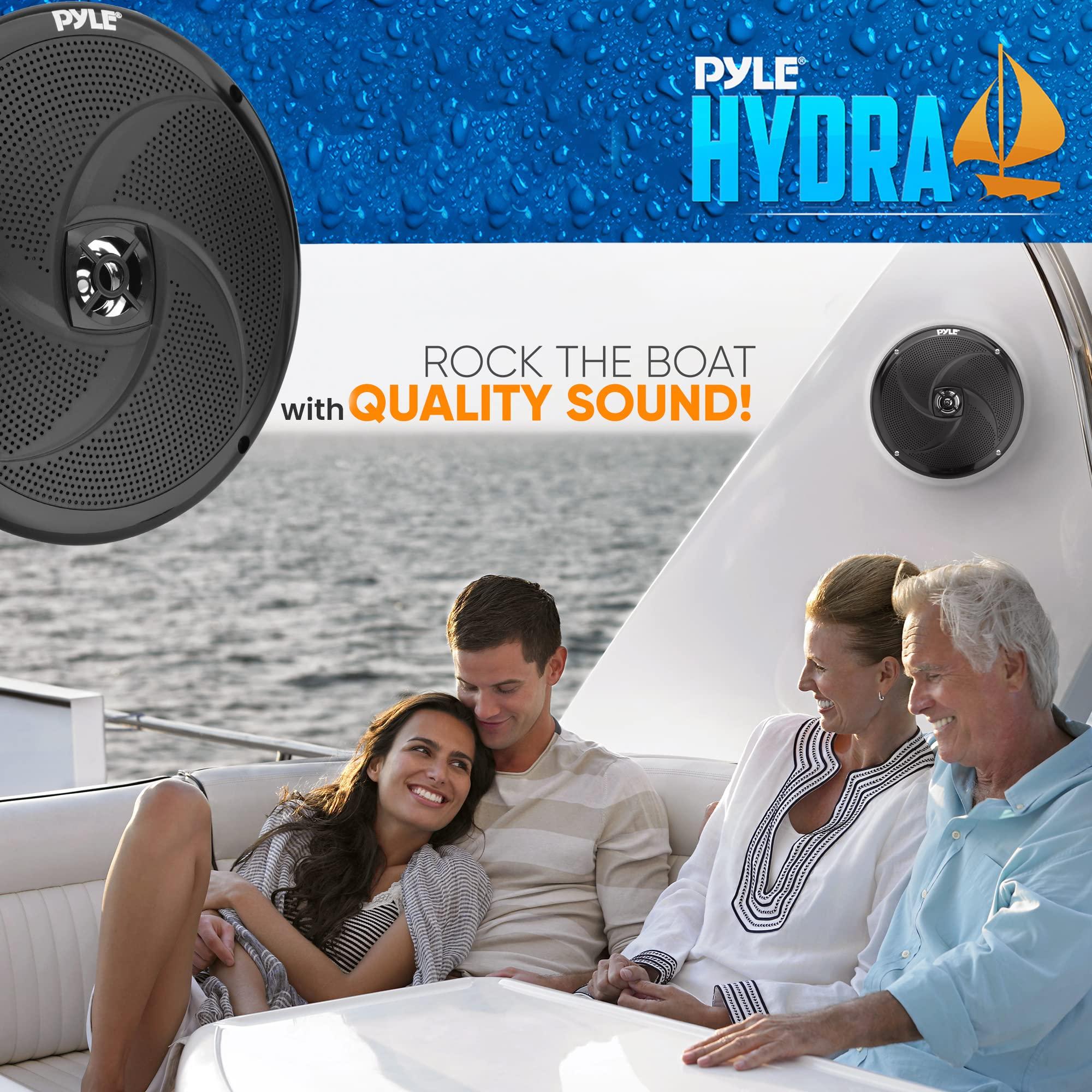 Pyle PyleUsa Marine Vehicle Speakers - Dual 2-Way 320W 4 Ohm Low Profile Waterproof Car Component Speaker System, 8 Oz Magnet, Voice Coil, for Custom Audio Boat, Truck, Watercraft, Mobile, Off-Road (Black)