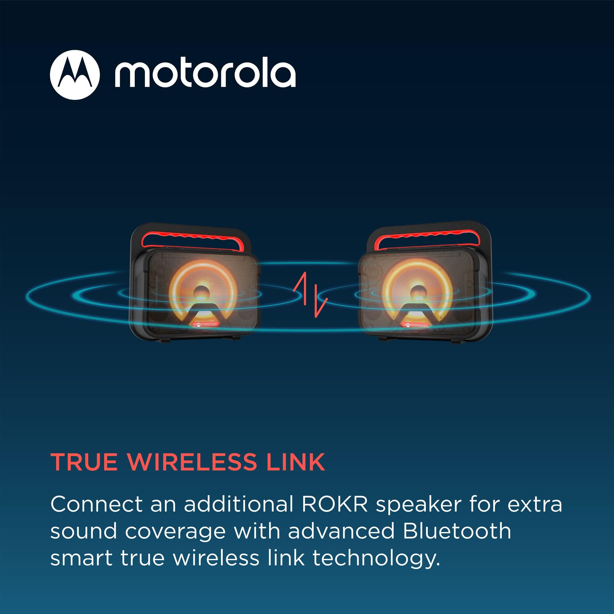 Motorola Sound Motorola ROKR 810 Wireless Bluetooth Portable Speaker with Built-in Subwoofer - 40W, Microphone, Connects to Smartphone, IPX4 Water Resistance, Integrated LED Lights, Smooth Sound