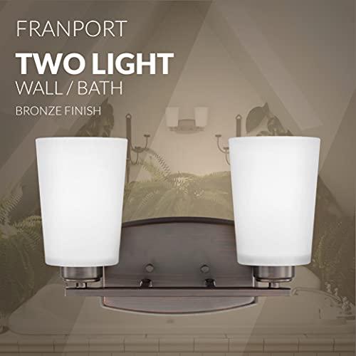 Sea Gull Lighting Sea Gull Lighting Generation 4428902-710 Transitional Two Light Wall/Bath from Seagull-Franport Collection in Bronze/Dark Finish, Burnt Sienna