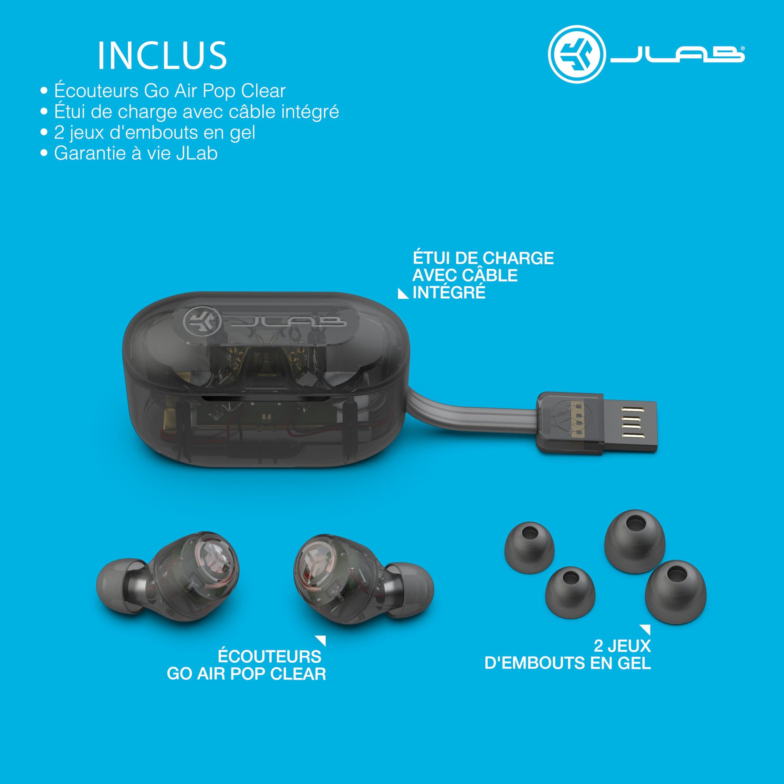 JLab JLab Go Air Pop True Wireless Bluetooth Earbuds & Charging Case, Clear, Dual Connect, IPX4 Sweat Resistance, Bluetooth 5 Connection, 3 EQ Sound Settings Signature, Balanced, Bass Boost