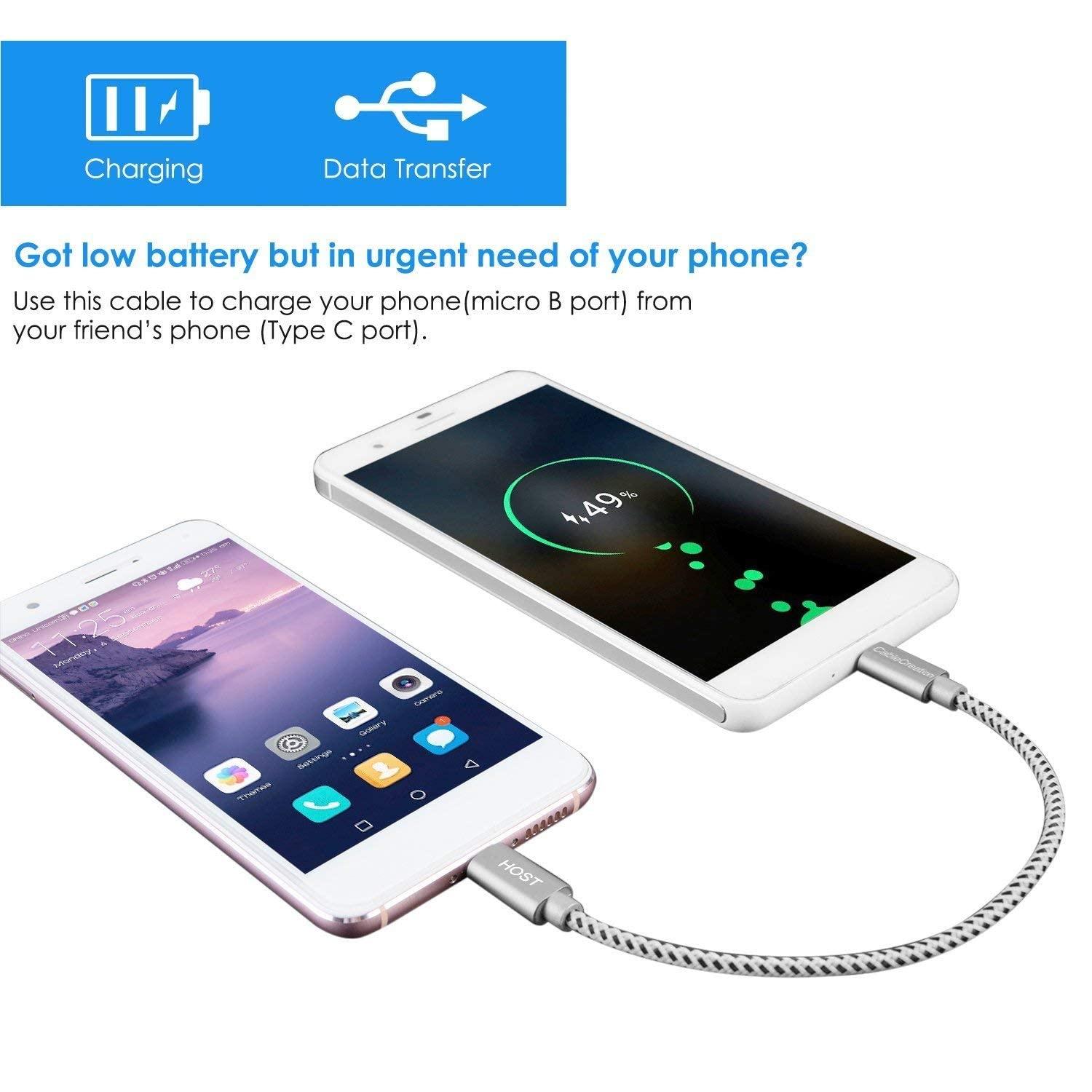 CableCreation CableCreation Bundle - 2 Items: 2 in 1 Micro USB C to USB A Fast Charge Cord 0.8FT + Short Micro USB to USB C Cable 0.65 FT