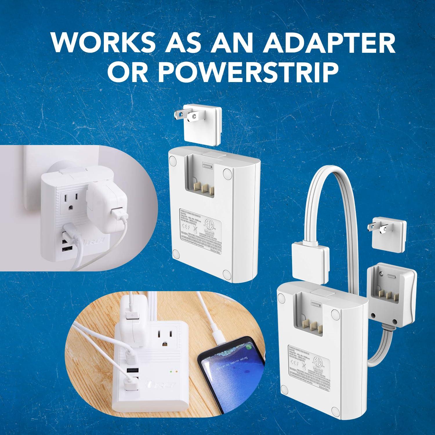 OREI OREI World Travel Plug Adapter M8 Max, 3 USB + Pd 18W USB-C Input - 2 USA Outlets - Attachments for Europe, Asia, China, Japan, Africa - Perfect for Cell Phones, Tablets, Cameras and More