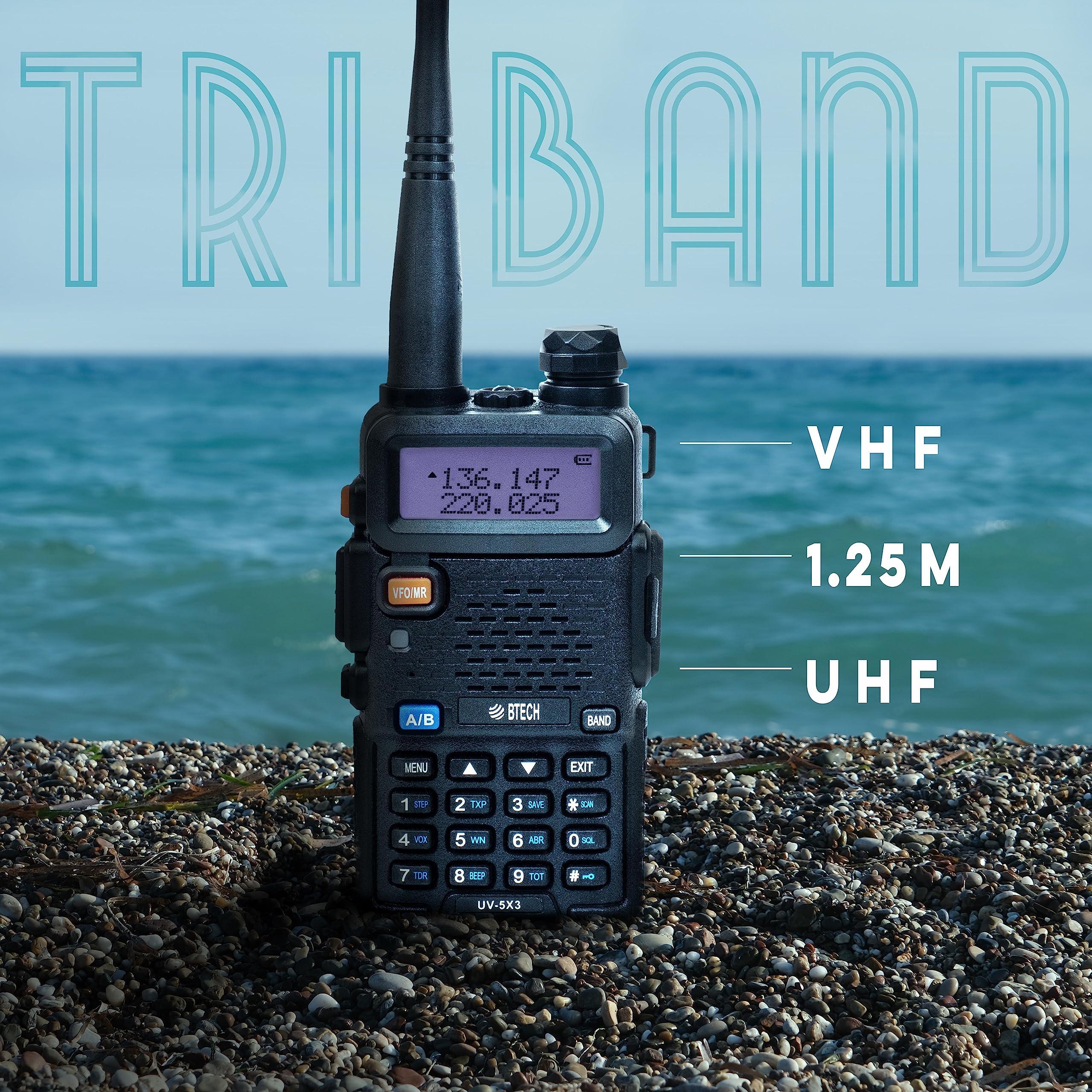 BTECH BTECH UV-5X3 Tri-Band Radio: High-Power Amateur Handheld with USB-C Charging - VHF, 1.25M, UHF - Customizable Features - Comprehensive Accessory Bundle Included