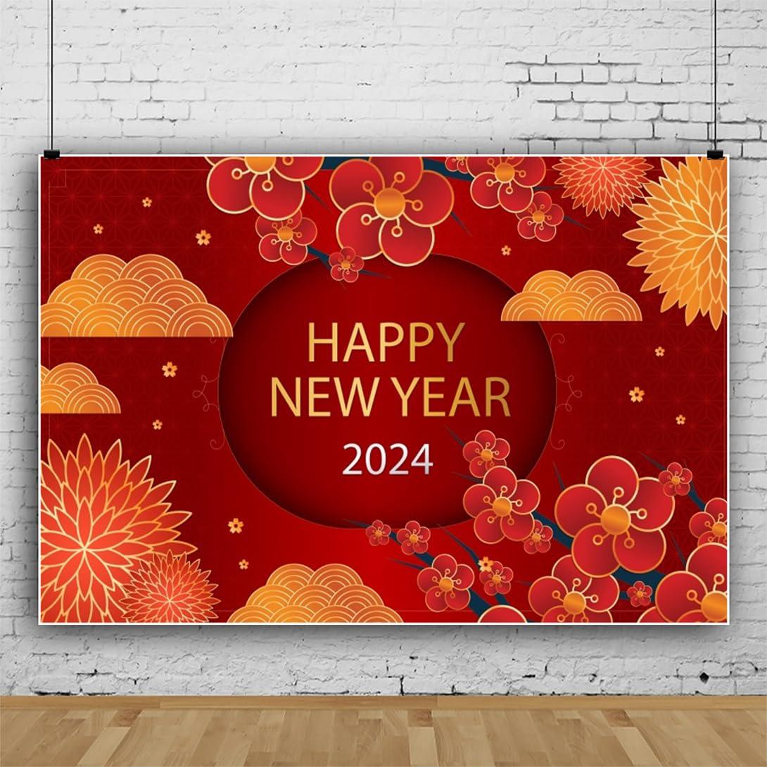OERJU OERJU Happy Chinese New Year 2024 Backdrop Lunar New Year Backdrop Chinese Spring Festival Celebration Party Decorations Photography Background Chinese Style Dragon New Year Photo Backdrop 10x8ft