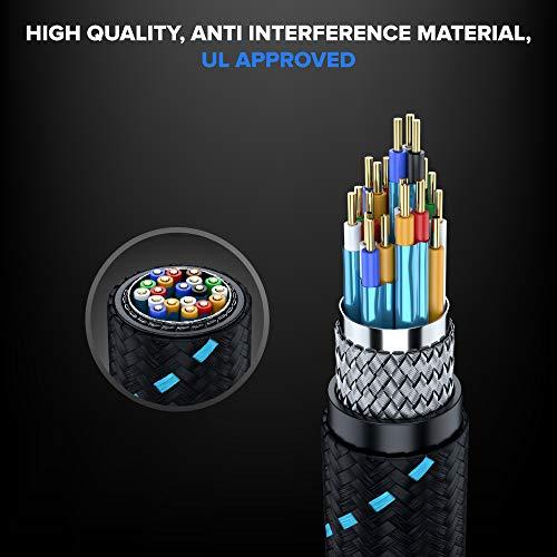 Maximm HDMI Cable 4K Ultra HD 12 Foot (5 Pack) Nylon Braided HDMI 2.0 Cable, High Speed 18Gbps 4K@60Hz HDR, 3D, 2160p, 1080p, HDCP 2.2, ARC, HDMI Cables for Monitors, HDTV