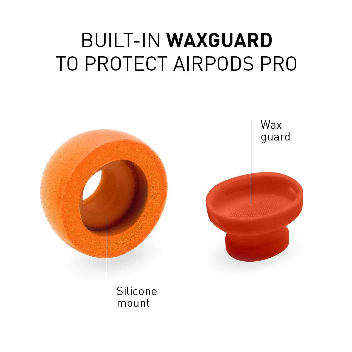 ADVANCED SOUND GROUP Eartune Fidelity UF-A Premium Memory Foam Tips for AirPods Pro (1st Gen & 2nd Gen) - Fits in Charging Case, Stays in Your Ears, Superb Sound Isolation, and Built-in Waxguard - Assorted S/M/L, [Orange]