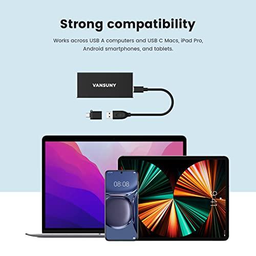 Vansuny Vansuny 1TB Portable External SSD, USB 3.1 Gen2 540MB/s High-Speed Data Transfer, Metal USB C Mini Portable External Solid State Drive for PC, Laptop, Phones and More
