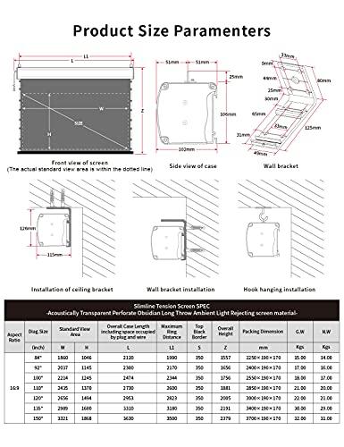 VIVID STORM SINCE 2004 VIVIDSTORM-Pull Down Screens,Sound Transparent Obsidian Long Focus ALR Screen,Ceiling and Wall,Tab-tensioned Screen,Compatible with Lumen up to 2500ANSI Short Throw Projector,VBMSLPALR92H