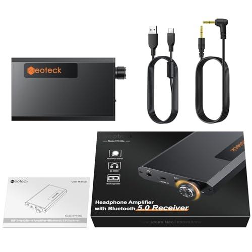 Neoteck Neoteck Portable 3.5mm Headphone Amplifier with Bluetooth 5.0 Receiver, Two-Stage Gain Switch, 16-300 Ohm HiFi Earphone Amp, Aluminum Matte Surface