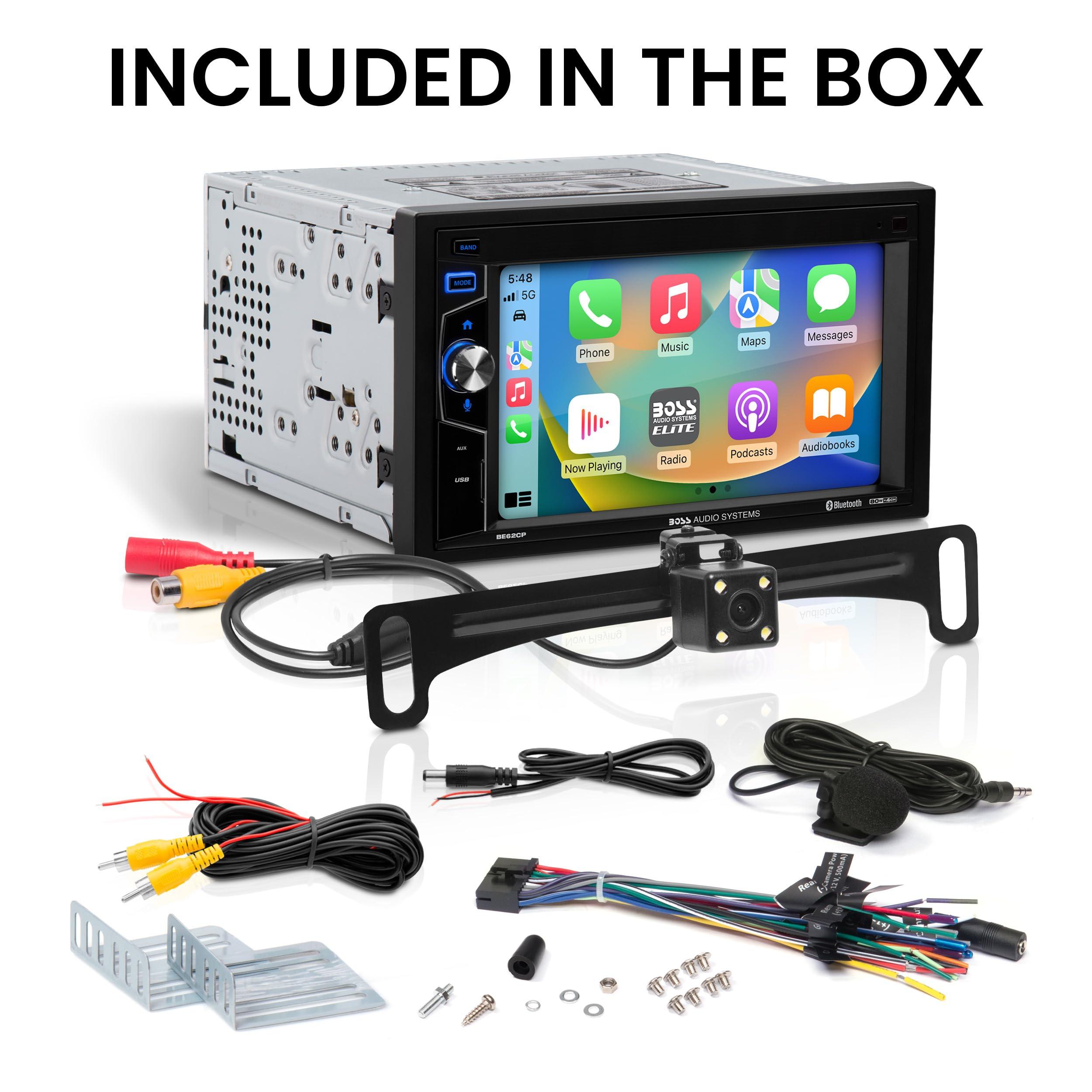 BOSS Audio Systems BOSS Audio Systems Elite Series BE62CP Car Stereo - Apple CarPlay, Double Din, 6.2 Inch Touchscreen, Bluetooth, No CD DVD Player, AM/FM Radio Receiver