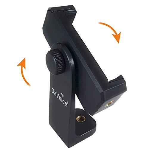 DaVoice DaVoice Tripod Phone Mount Adapter, 360 Rotating Holder, Compatible with iPhone Smartphone Camera Stand, Universal Cell Phone Attachment Clip Clamp
