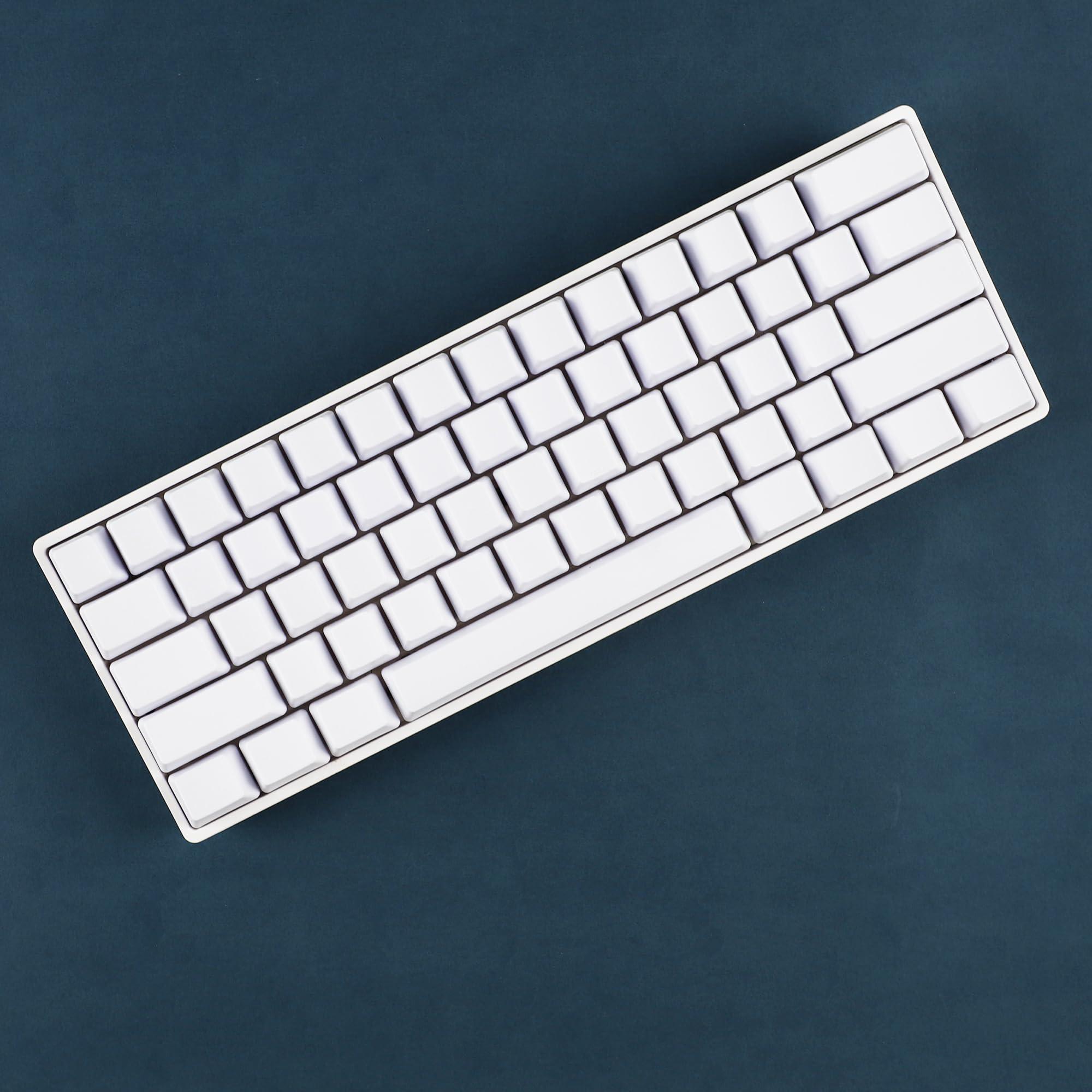 NPKC Blank Thick PBT OEM Profile 61 ANSI Keycaps for MX Switches Mechanical Keyboard (White)(Only Keycap)