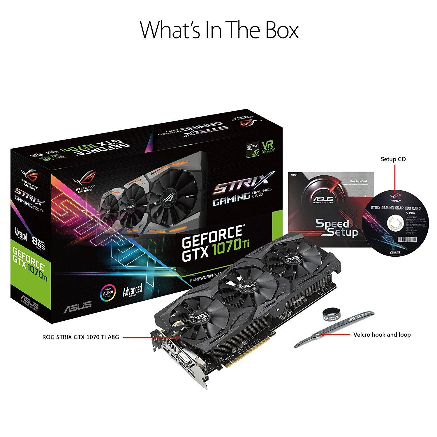 ASUS ASUS ROG Strix GeForce GTX 1070 Ti 8GB GDDR5 Advanced Edition VR Ready DP HDMI DVI Gaming Graphics Card (ROG-STRIX-GTX1070TI-A8G-GAMING)