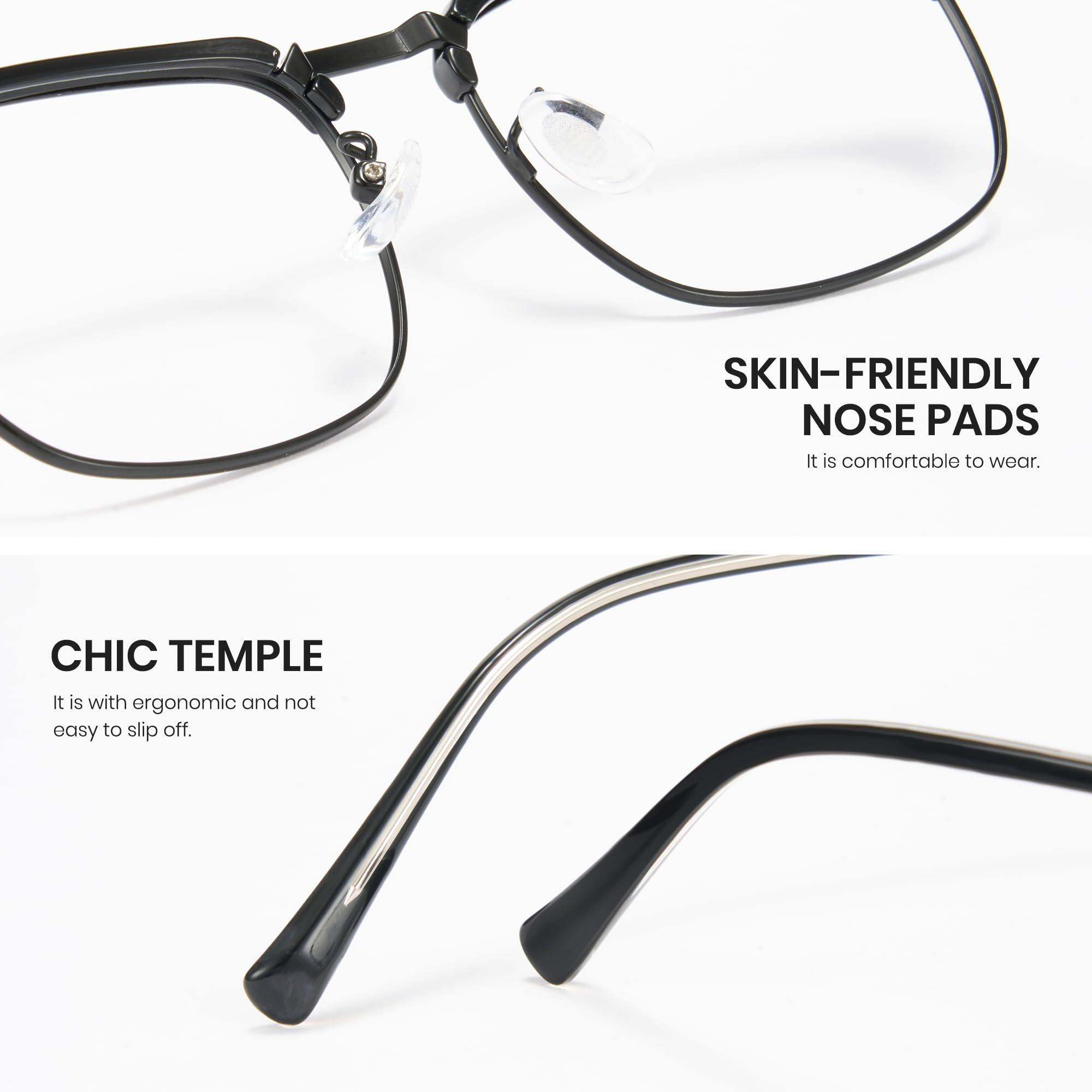 Cyxus Cyxus Men Blue Light Blocking Glasses Half Rimless Computer Gaming Glasses Square Fashion Glasses for Men 8216 Black