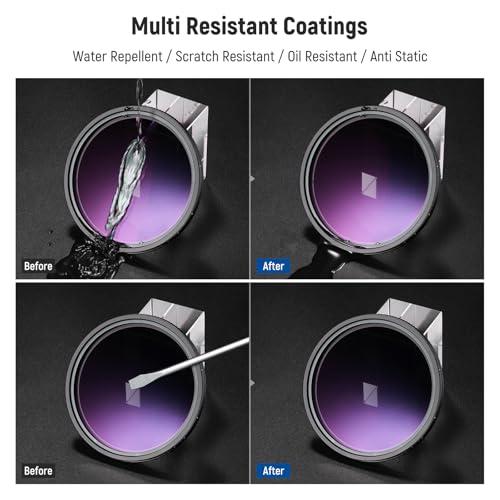 NEEWER NEEWER 62mm True Colors Hard Stop Variable ND Filter ND2-32 (1-5 Stops) Limited Neutral Density Filter, Multi Coated HD Optical Glass/No X Cross/Aluminum Frame/Water/Scratch/Fingerprint Resistant