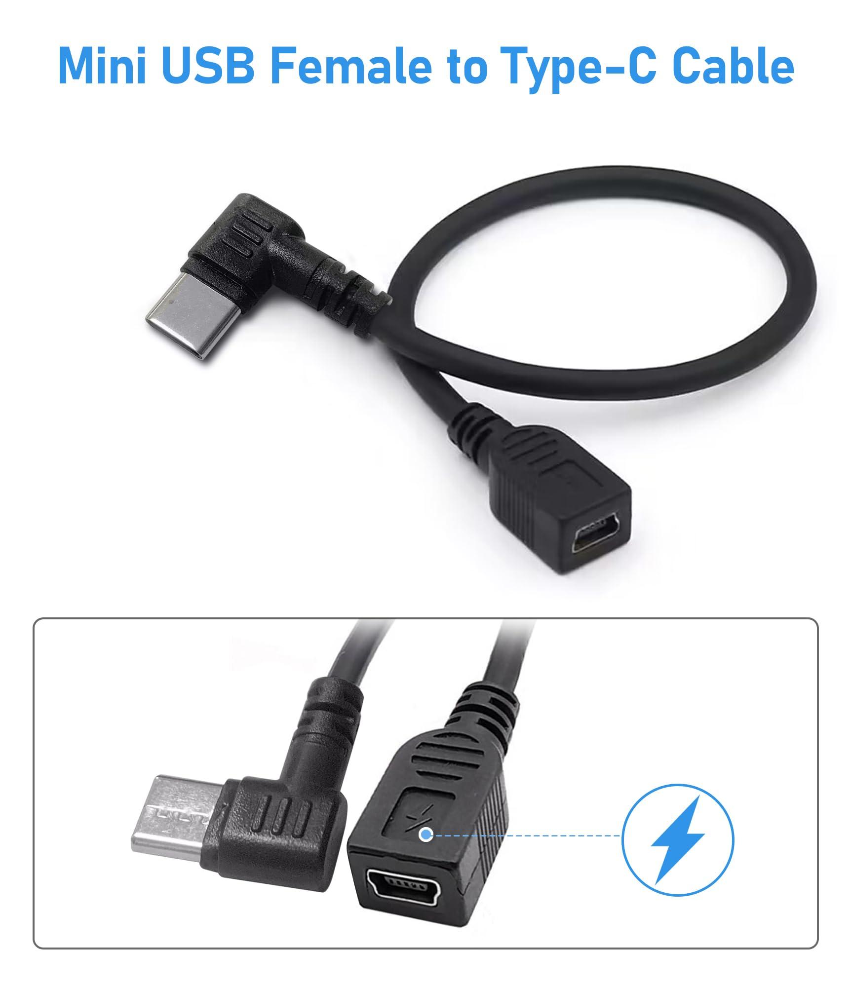 Plozoe Plozoe Mini USB Female to Type C Male Cable,USB-C Male to Mini USB Female Adapter Converter for Mini Dash Cam Hardwire Kit and More Mini USB Devices(Only for Charging)