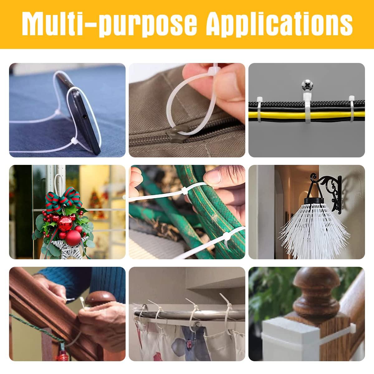 ZC Zip Ties 12 Inch Heavy Duty Clear 1000 Pack Tensile Strength 50 lbs UV Resistant Industrial Cable Ties Self Locking Zipties Wire Ties Wrap Indoor Outdoor Use for Fence Garage Camping, Zcpotizi