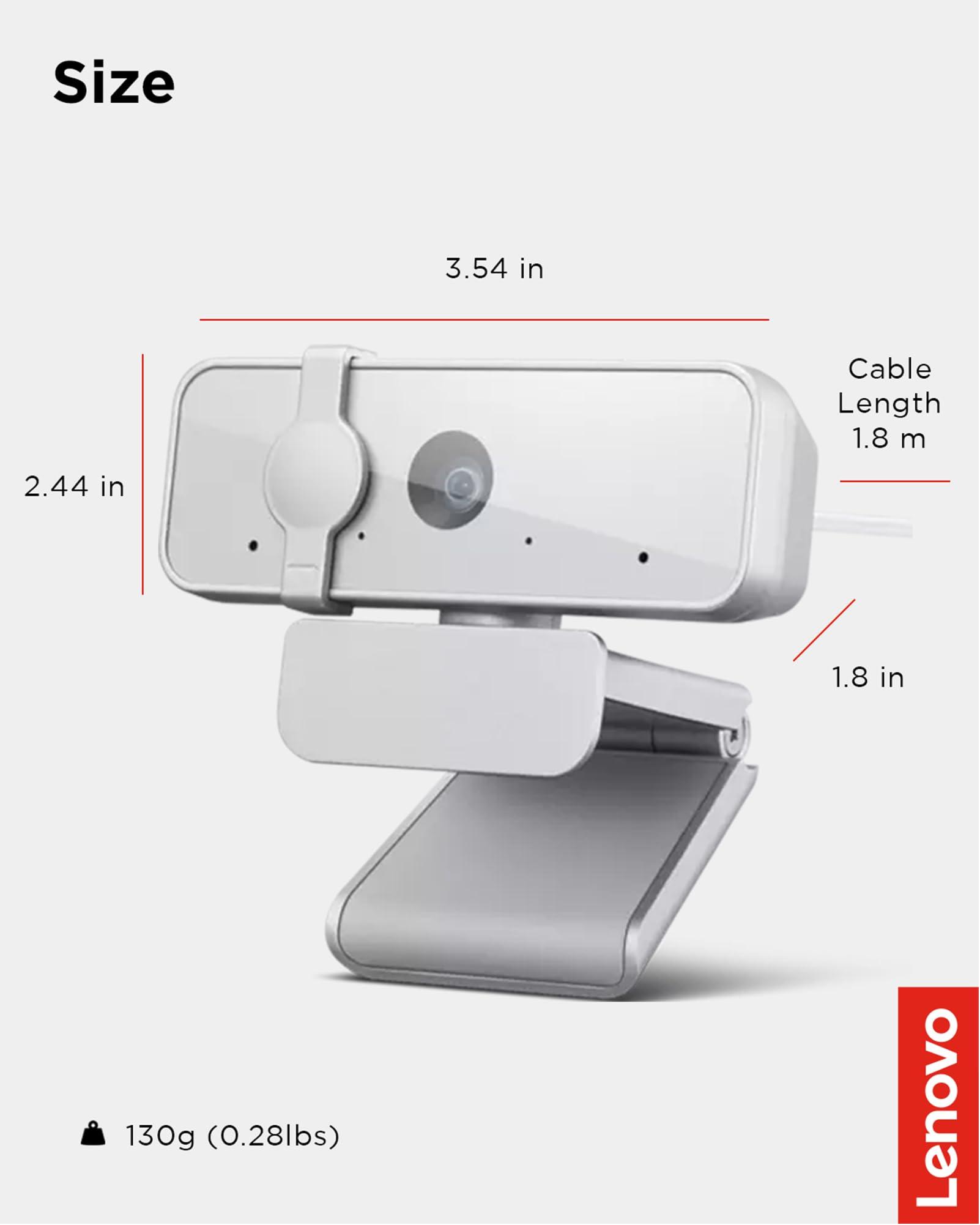 Lenovo Lenovo HD 1080p Webcam (300 FHD) - Monitor Camera with 95 Wide Angle, 360 Rotation Pan & Tilt, Dual Microphones Attachable Desktop Cam with Privacy Shutter for Remote Work, Streaming & Gaming