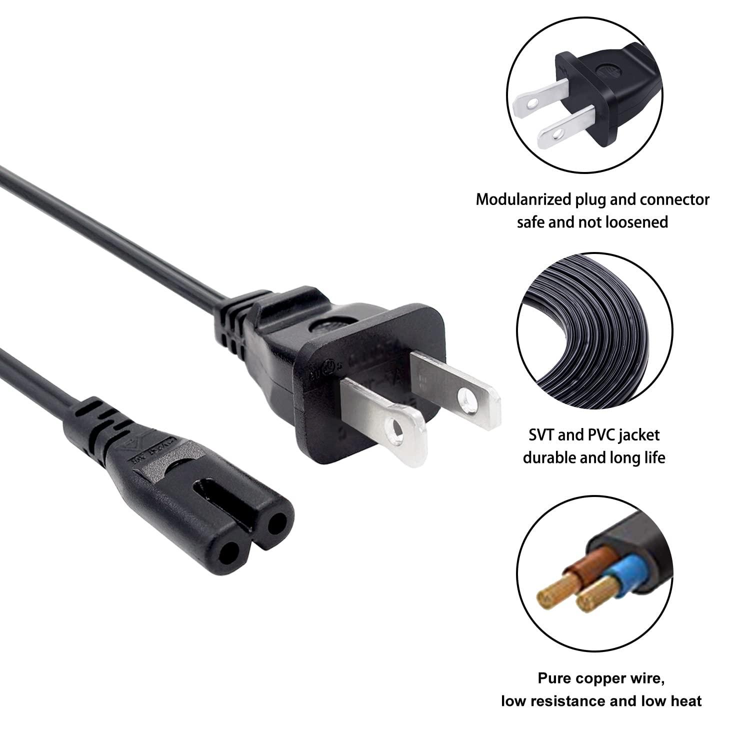 Saireed Power Cable 8ft Power Cord for Samsung 24" 32" 40" 43" 48" 49" 50" 55" 60" 65" 75" inch LCD HD Smart 4K Curved TV HDTV Replacement AC Cable Power Cord