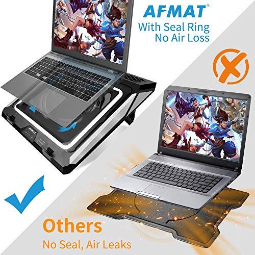 AFMAT Gaming Laptop Cooling Pad, 4500RPM Laptop Cooling Pad with Turbo-Fans, USB Ports, Colorful Lights - CPU Temperature Drops 20-30 Within Seconds - for 14-17.3 inch Laptops