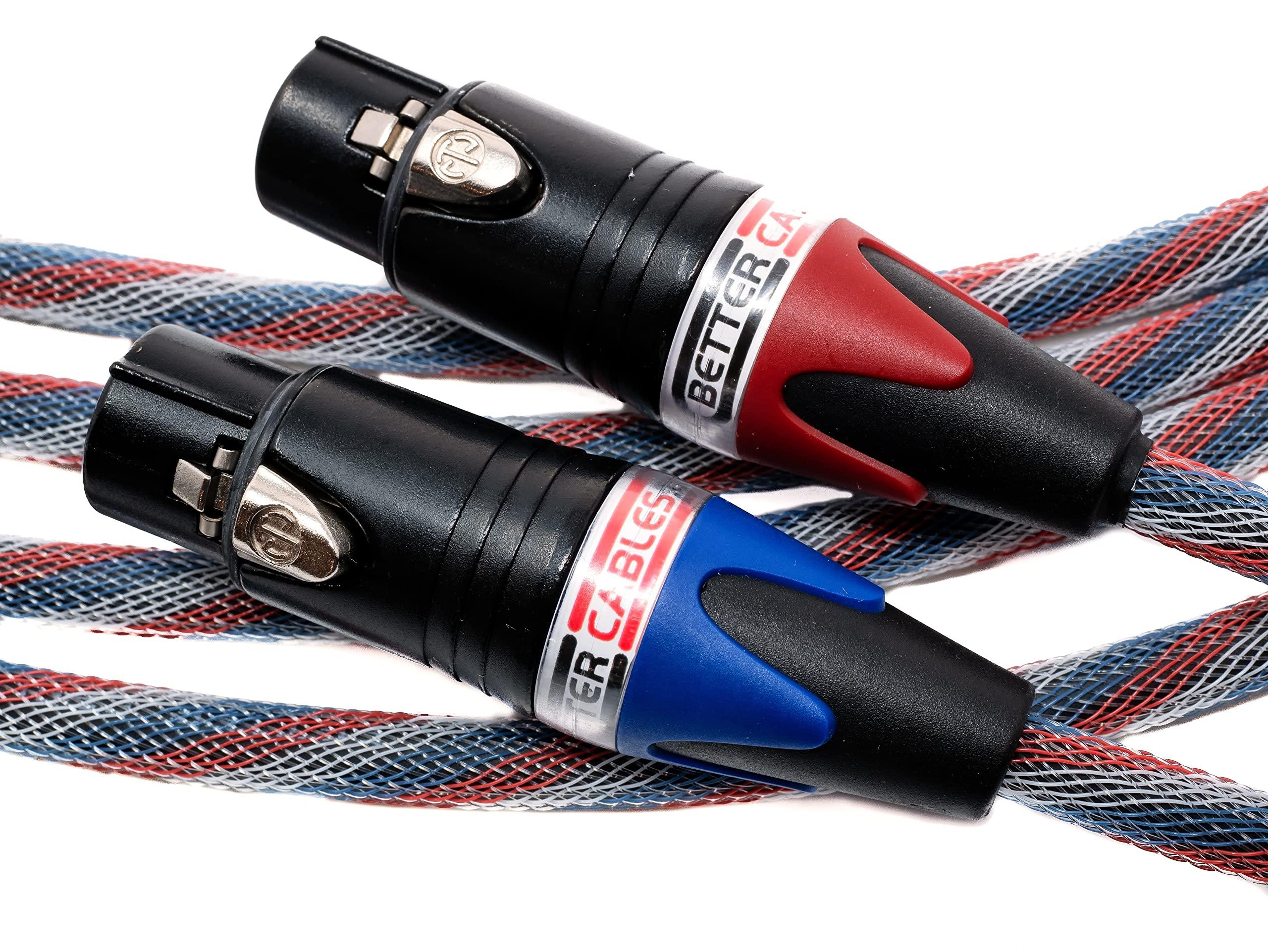BETTERCABLES.COM Better Cables BETTERCABLES.COM Silver Serpent Patriot Edition Balanced XLR Audiophile Audio Cables (Pair - 2 Cables) - High-End, High-Performance, Silver/Copper Hybrid, Low-Capacitance - 3 Feet