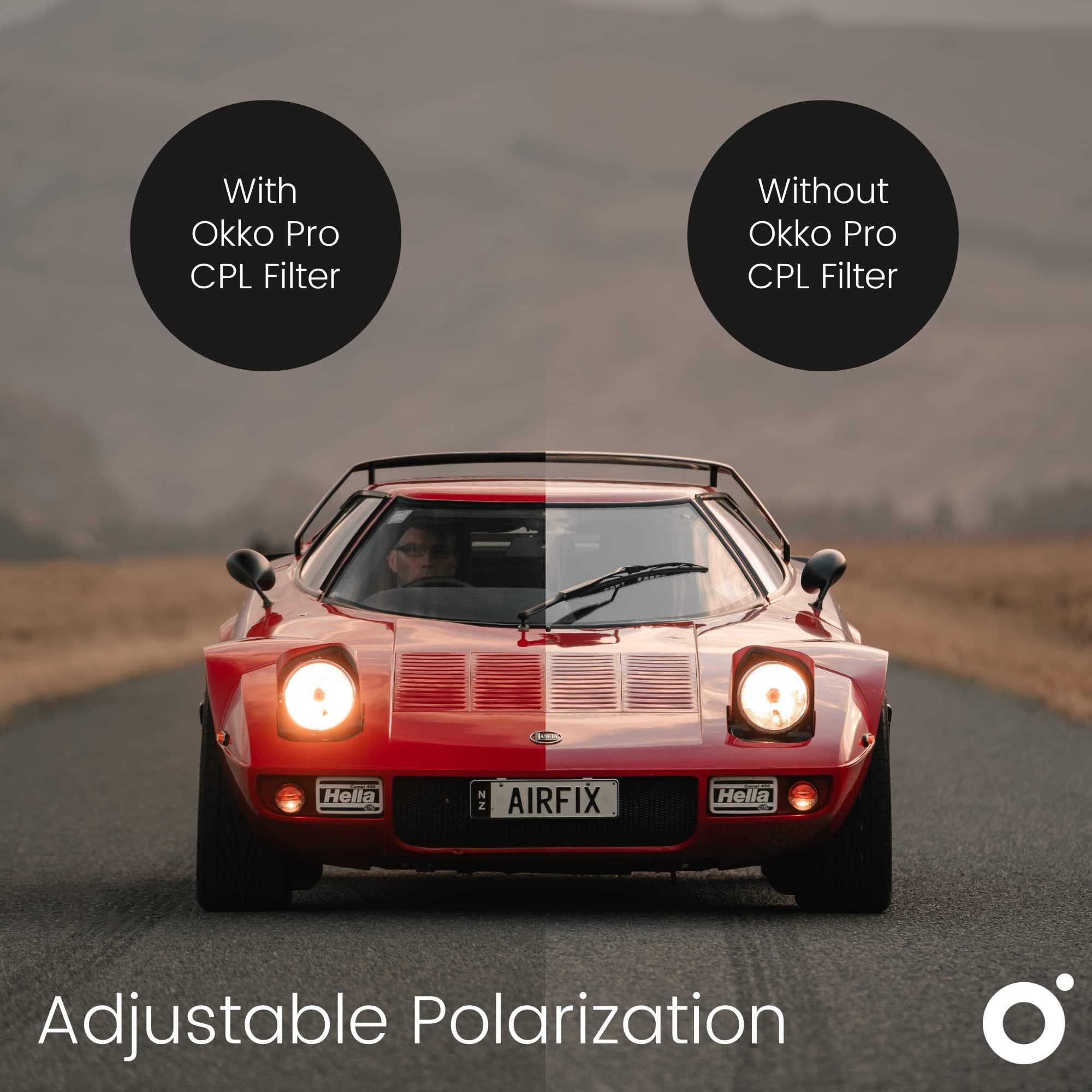 OKKO Okko Pro Range Circular Polarizer Filter for Perfect Photography, Adjustable Polarization, Compatible with All Major Brands, Color Saturation Lens Filter. Break it, we Replace it, Free - 52mm