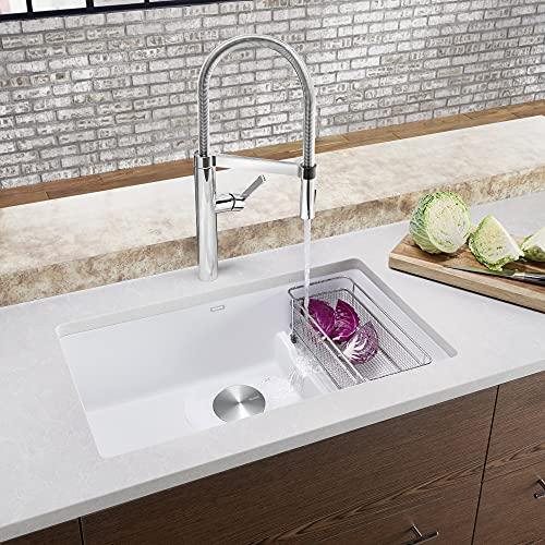 BLANCO BLANCO, White 519453 PRECIS CASCADE SILGRANIT Undermount Kitchen Sink with Colander