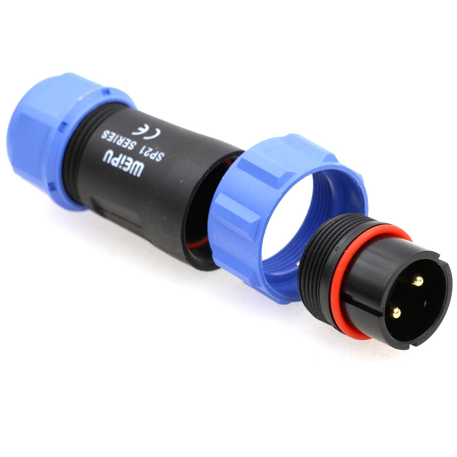 SZRMCC SZRMCC SP21 Connector 2 Pin Male 12V 30A Circular Aviation Connector Plug IP68 Waterproof Industrial for BLUETTI AC200MAX Solar Power Station (Straight Male)