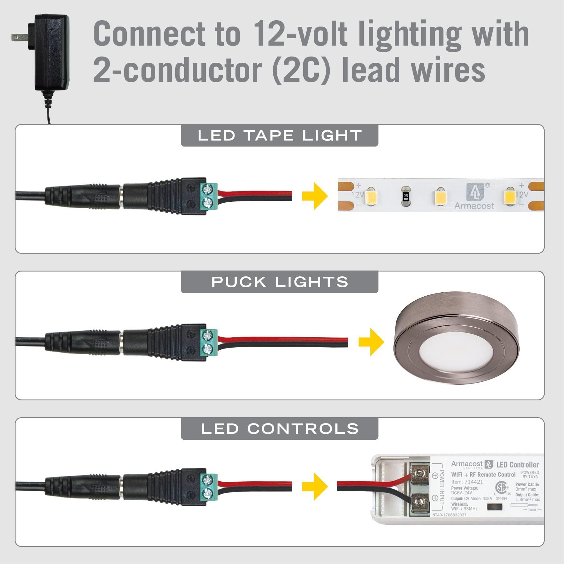 Armacost Lighting 12V 24W 2 Amp Power Supply Adapter Transformer AC 100V-120V with 5.5x2.1mm DC Output Jack