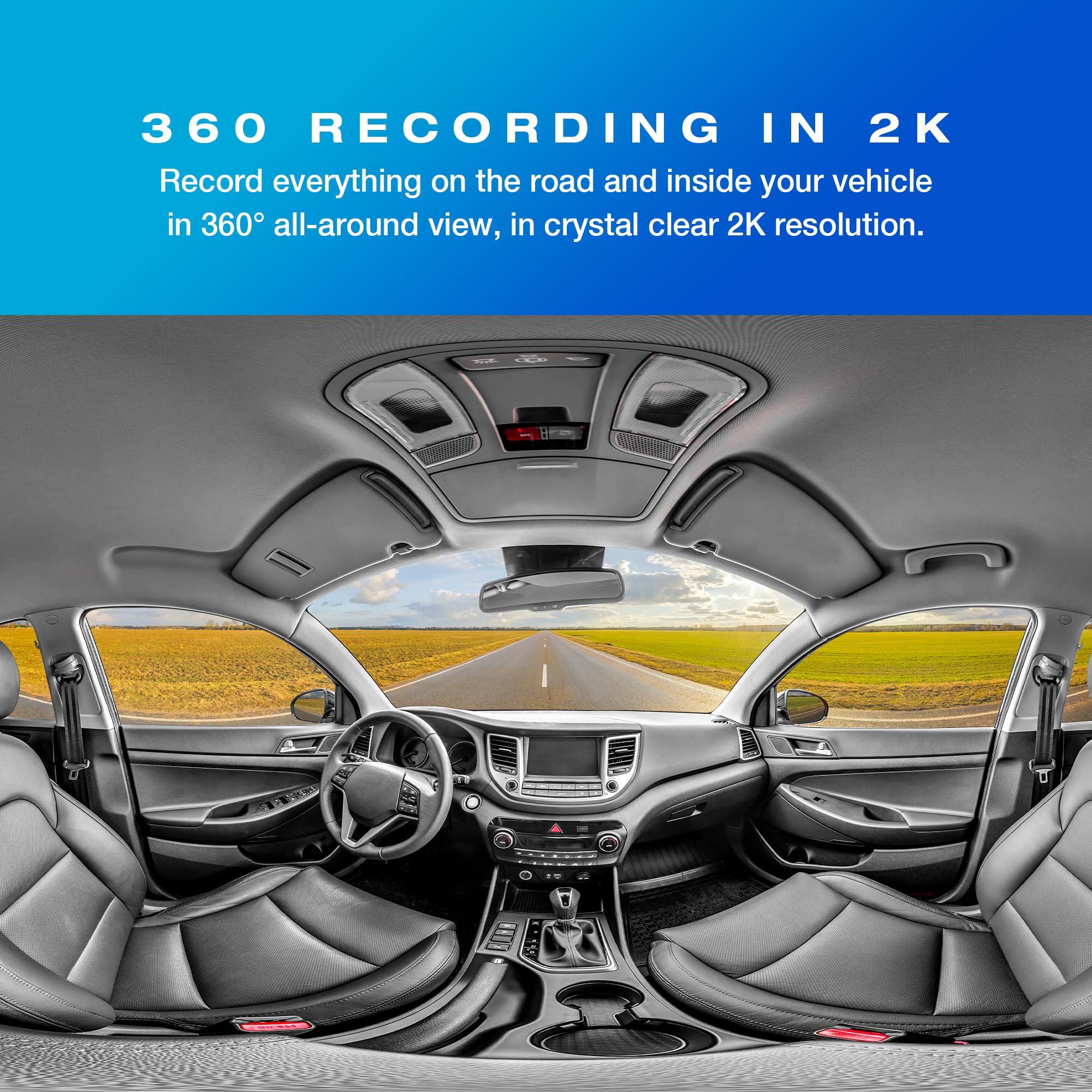 TYPE S TOURING ITEMS Type S P200 PRO Smart 360 Dash cam, 2K 1440p Surveillance with Smart G-Sensor Incident Detection, VR Video Mode, GPS map Integration, Wireless Video Access via App, 32GB SD Card Included