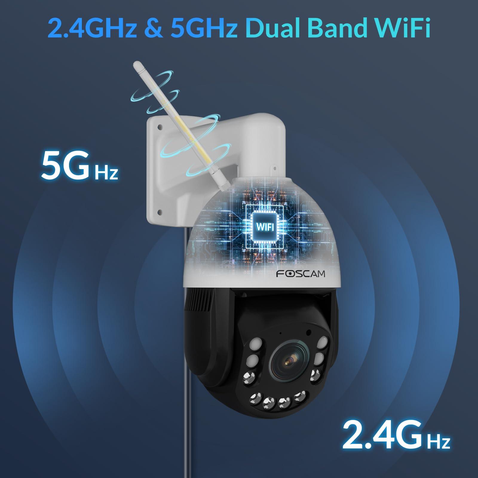 FOSCAM FOSCAM 4MP WiFi PTZ Outdoor Camera, 18X Optical Zoom with Auto Tracking, 2.4/5GHz WiFi Camera for Home Security, Person/Vehicle/Animal Detection, 656ft Night Vision, 350Pan 90Tilt, Two-Way Audio