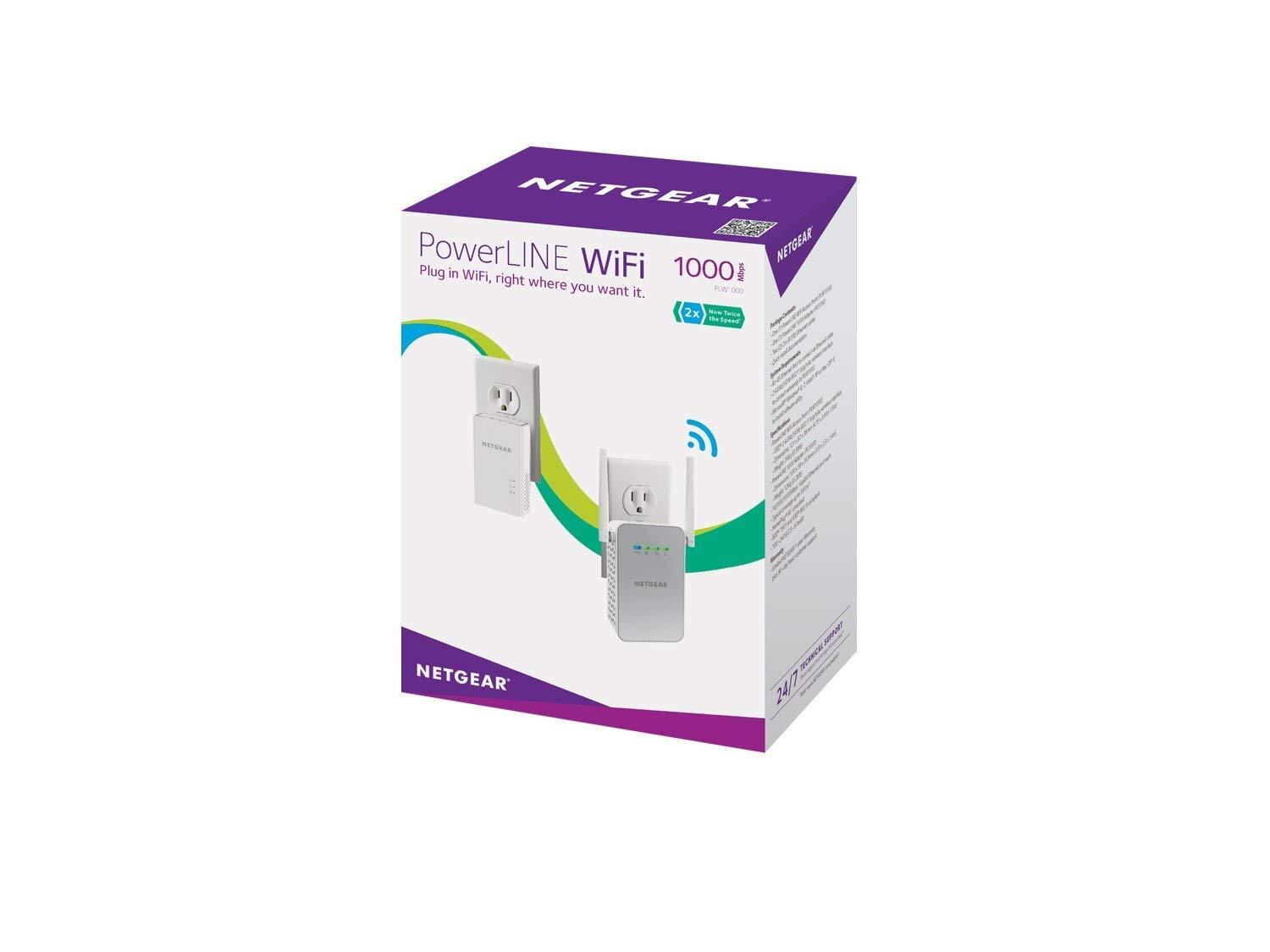 NETGEAR NETGEAR Powerline 1000 Mbps WiFi, 802.11ac, 1 Gigabit Port (PLW1000-100NAS) (Renewed)