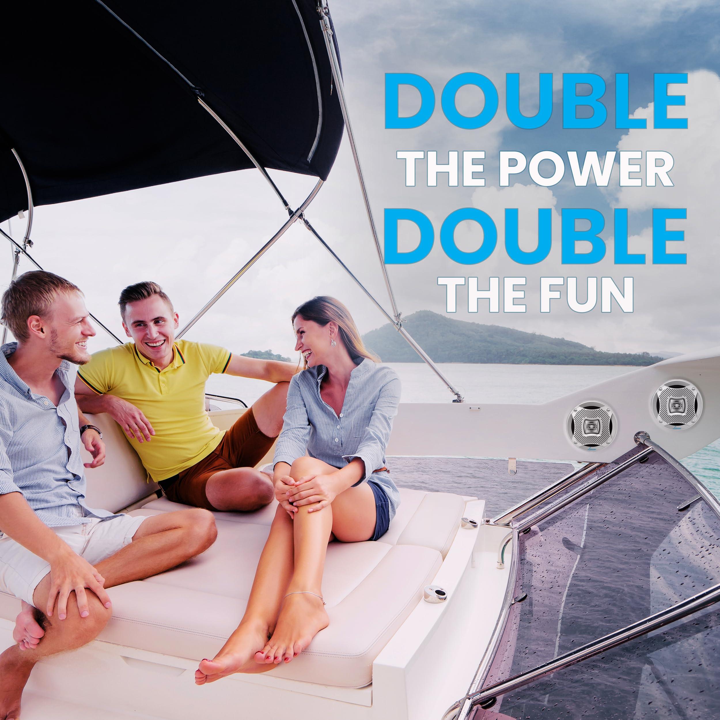 LANZAR LANZAR 6.25 Inch Marine Speakers - 2 Way Water Resistant Audio Stereo Sound System with 400 Watt Power, Attachable Grills and Resin Treatment for Indoor and Outdoor Use - 1 Pair - AQ6CXS (Silver)