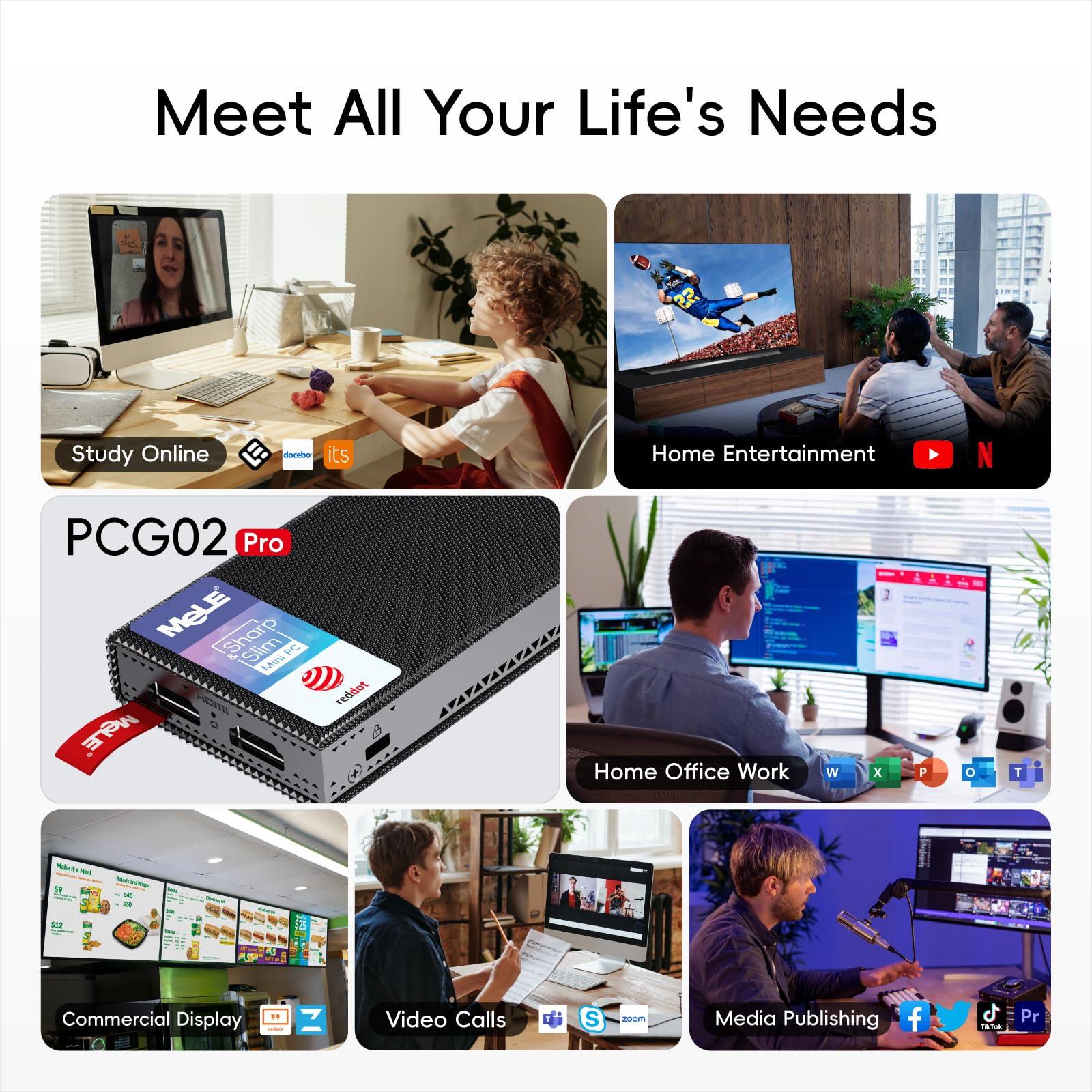MeLE MeLE Fanless Mini PC Stick PCG02 Pro N5105 8GB/256GB, WiFi5 USB PD3.0, Micro Computer Desktop Dual HDMI, Gigabit Ethernet BT5.1, Compact SFF on Business Office Industrial IoT Home