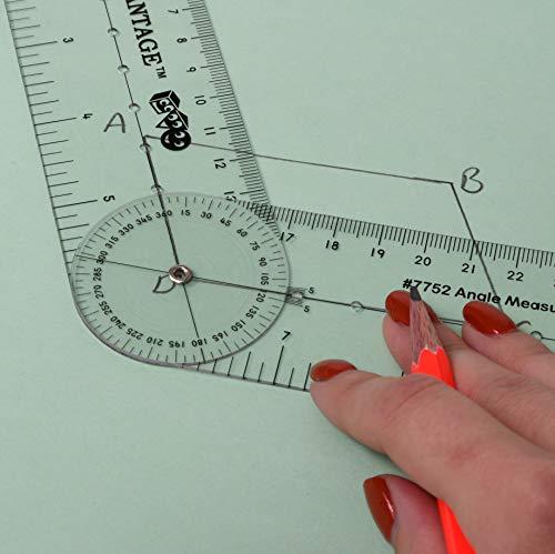 LEARNING ADVANTAGE LEARNING ADVANTAGE-7752 Angle Measurement Ruler - Clear, Flexible and Adjustable Geometry Measuring Tool - Measure Angles to 360 Degrees and Lines to 12"