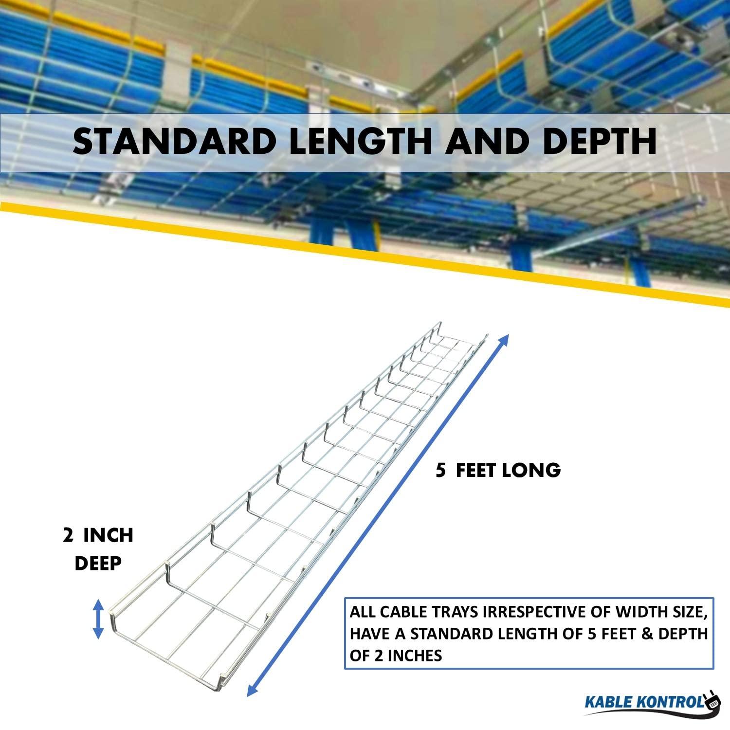 KABLE KONTROL Kable Kontrol Ceiling Hanger Kits 6 Width - Wire Mesh Tray Cable Management Rack Cords Organizer Cable Basket, Zinc Plated Steel NEC Approved for Network, Fiber Optic, Cabling Accessory