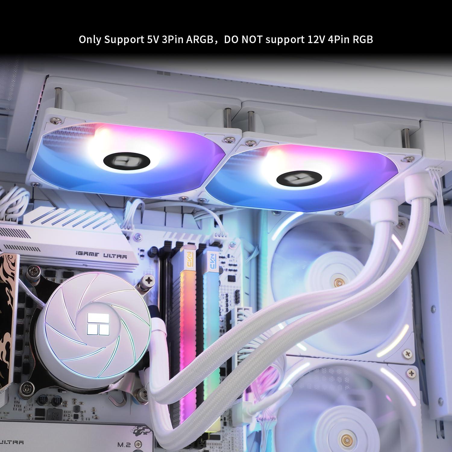 Thermalright Thermalright Aqua Elite 240 White ARGB Liquid CPU Cooler, 240 Cooling Row Size, Double PWM Fans,1550RPM Speed,for AMD/AM4/AM5,Intel LGA1150/1151/1155/1156/1200/2011/1700/1851(White)