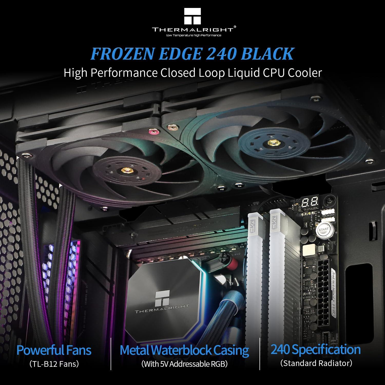 Thermalright Thermalright Frozen Edge 240 Black CPU Water Cooler with PWM Fans, Pump Speed is 3300RPM,S-FDB Bearing, for AMD AM4/AM5,Intel LGA1150/1155/1200/1700/2011(FE240 Black)